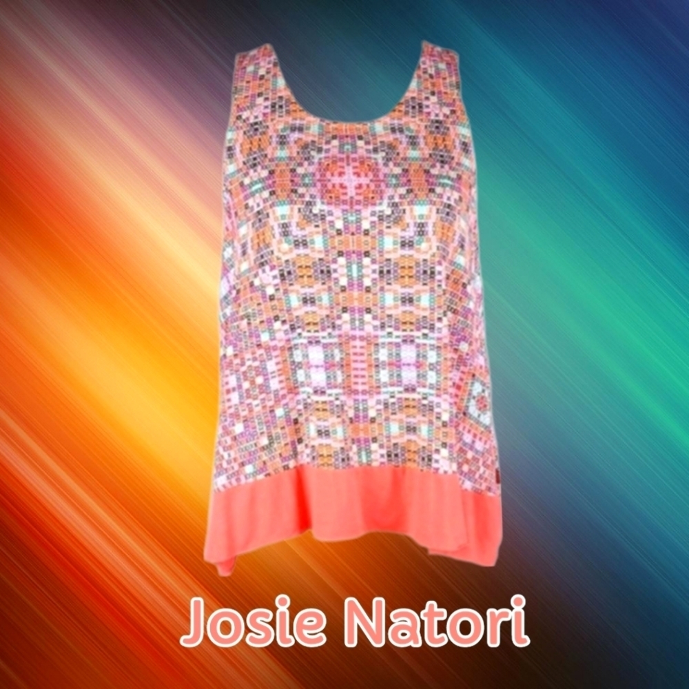 Soft Modal Josie Natori Colorful Peach Orange Tulip Hem Top